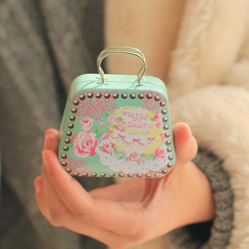 Подарочная коробка для конфет жестяная Коробка с цветами Подарочный мешок