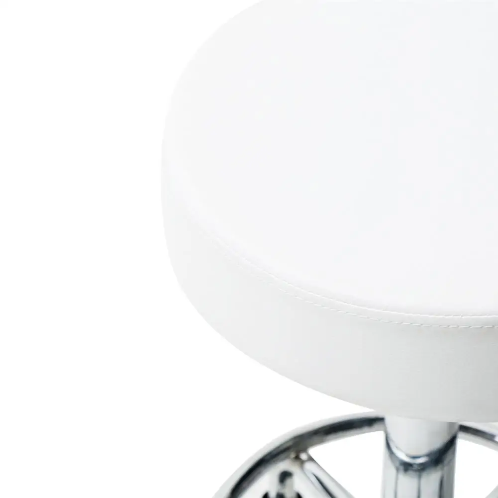

Round Ha Ha Feet PU Leather Rotation Sponge Chrome-Plated Bar Stool White Massage Spa Chair BlackSalon Home Furniture