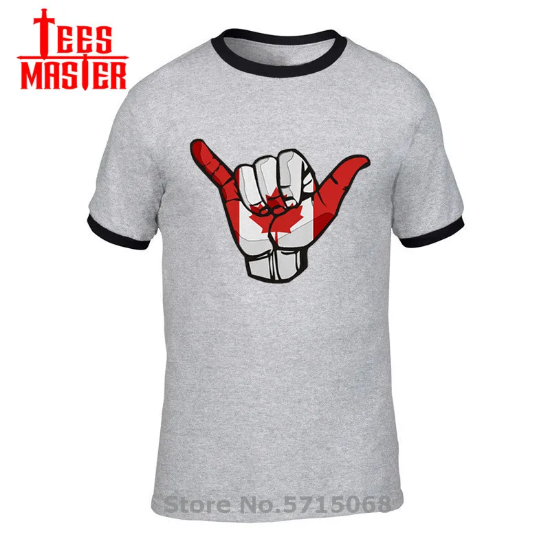 Забавные Shaka знак канадского флага футболки для мужчин с коротким рукавом и