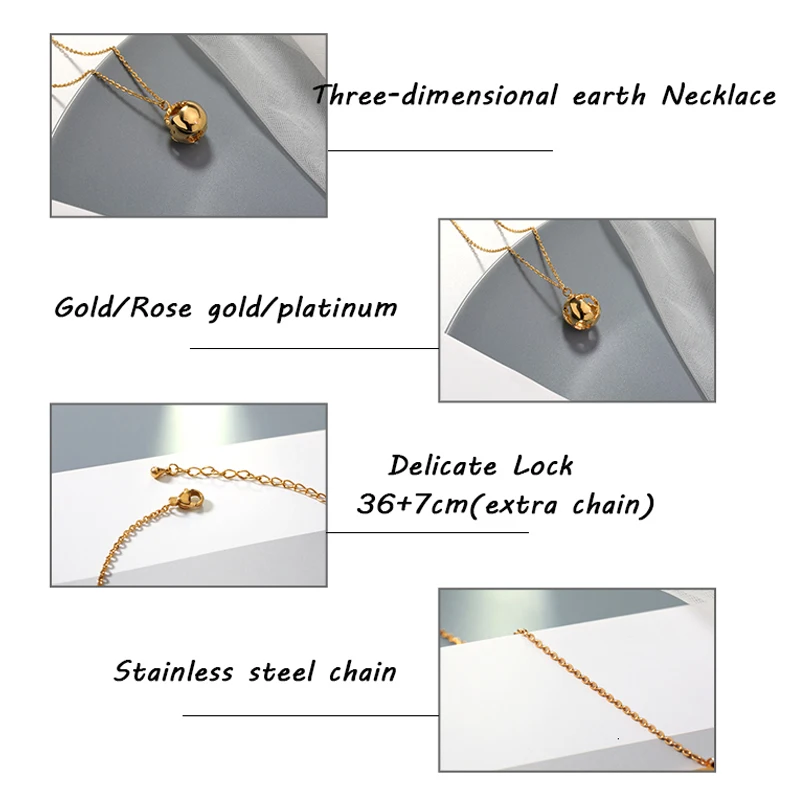 Ожерелье с планетами и землей женское модное ожерелье круглым светом из розового