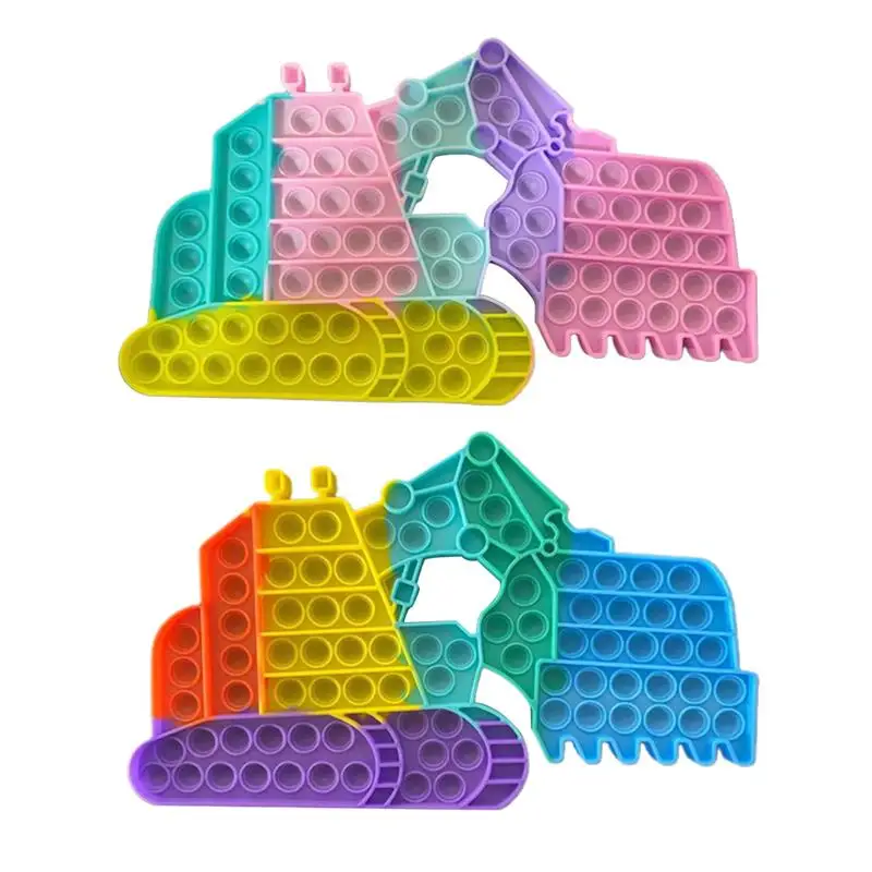 

35cm Silicone Push Bubble Toy Rainbow Excavator shape Press Ball Toy Anti-stress Sensory Toy Gift for Kids Children