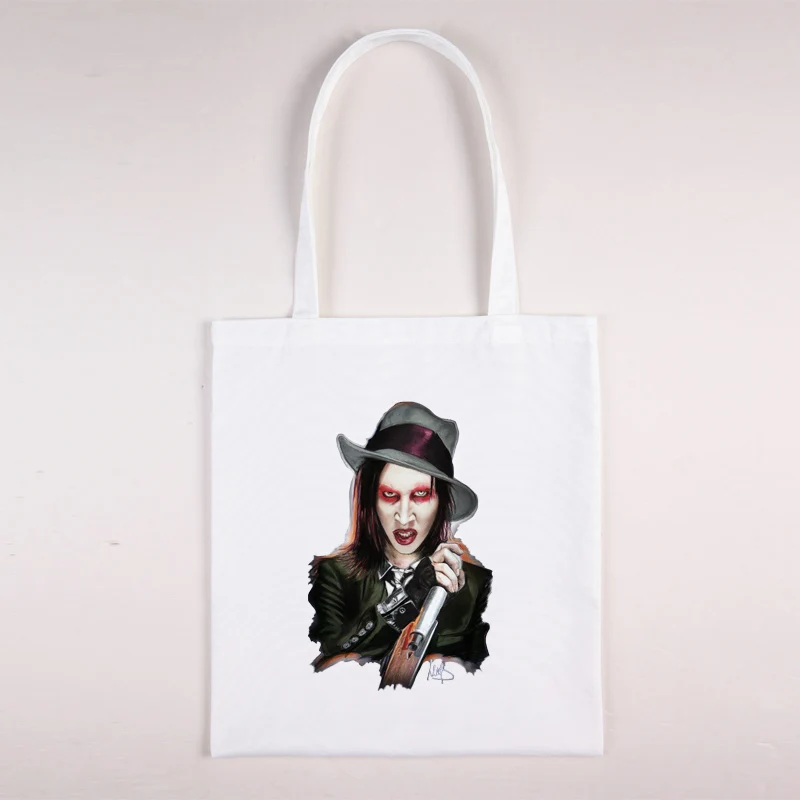 

Marilyn Manson Canvas Bag Customizable Tote Simpl Large Designer Handbags Bags 2021 Folding Shopping Women's Cheap Shopper Anime