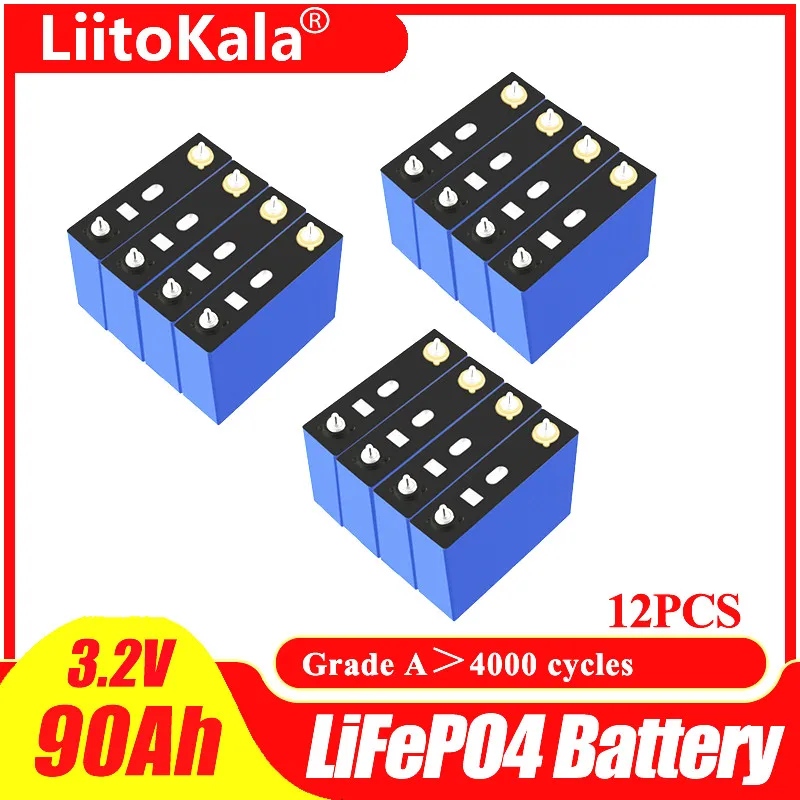 

Аккумуляторная батарея Liitokala 3,2 в, 90 а/ч, 12 В, 36 В, 3C, LiFePO4, литий-железо-фосфатная, 90000 мА/ч, для мотоцикла, электромобиля, фосфата, 12 шт.