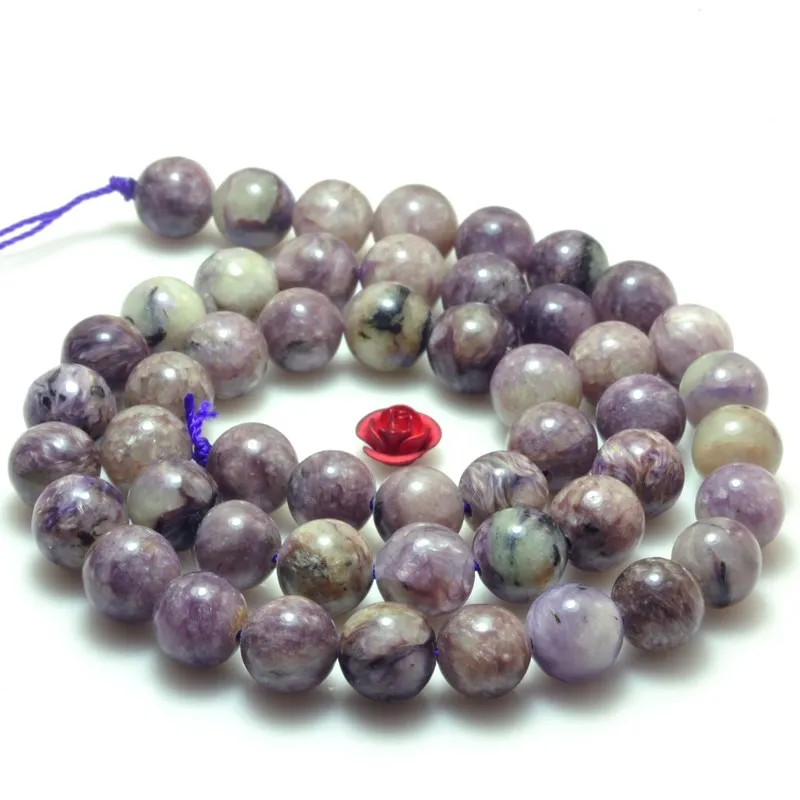

loose beads charoite round 8mm 14" for DIY jewelry making FPPJ wholesale beads nature gem stone