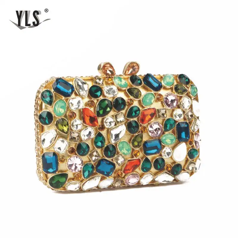 Женский кошелек с кристаллами вечерние металлические клатчи маленькая сумочка