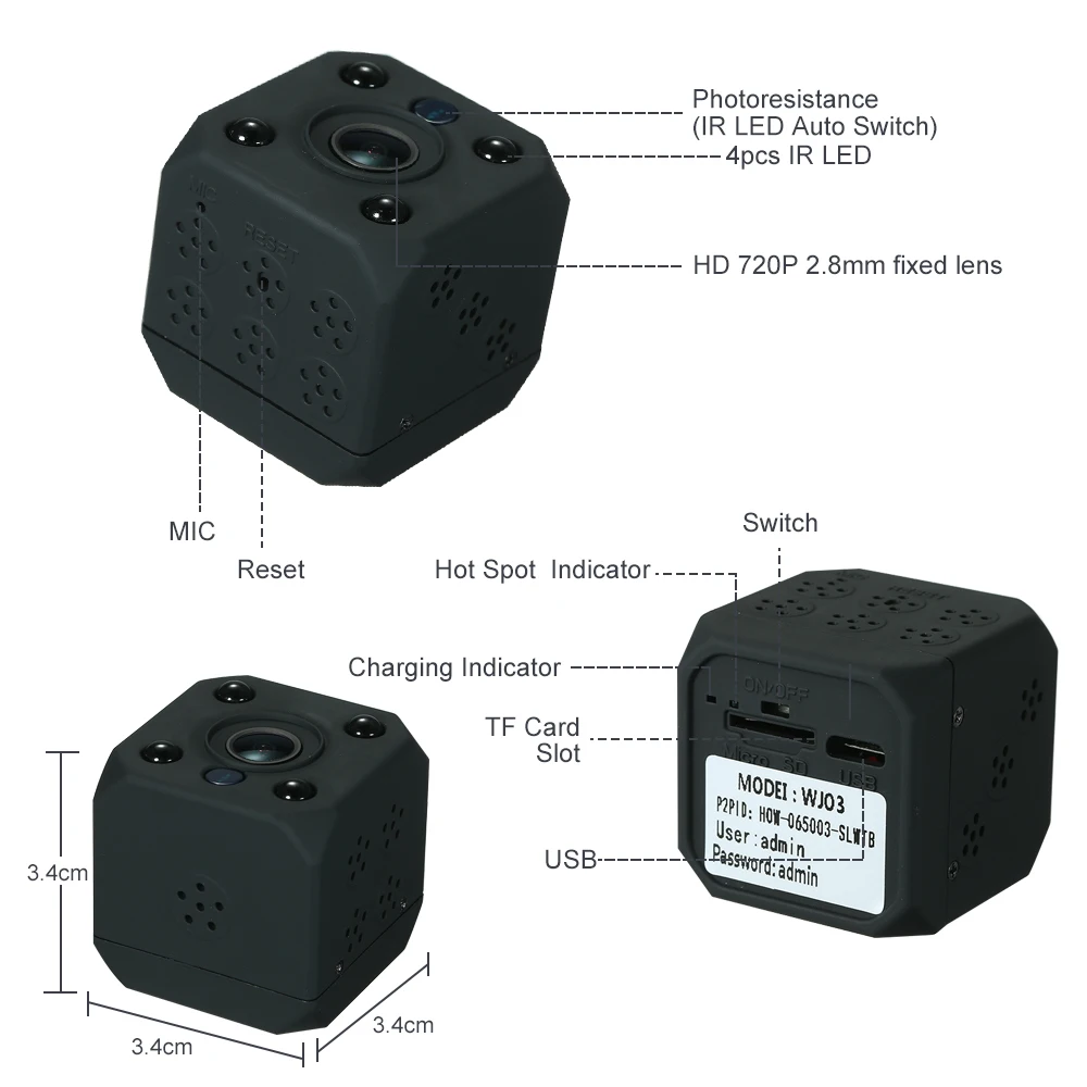 

HD 1080P Mini Wireless IP Camera Wifi Night Vision Home Security Surveillance Magnetic Micro Camcorder Support Hidden TF Card