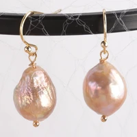 13 15mm purple baroque south sea pearl earring gold hooks elegant noble aaaa diy fine accessories