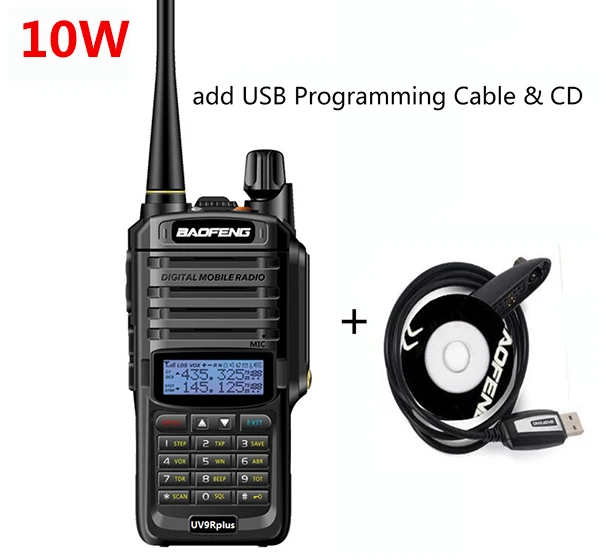 10W add USB CABLE Обновление uv9r Baofeng UV-9R plus 50 км портативная рация 10 Вт 4800 мАч двухстороннее радио vhf uhf ham Радио большой диапазон CB радиостанция - Цвет: 10W add USB CABLE