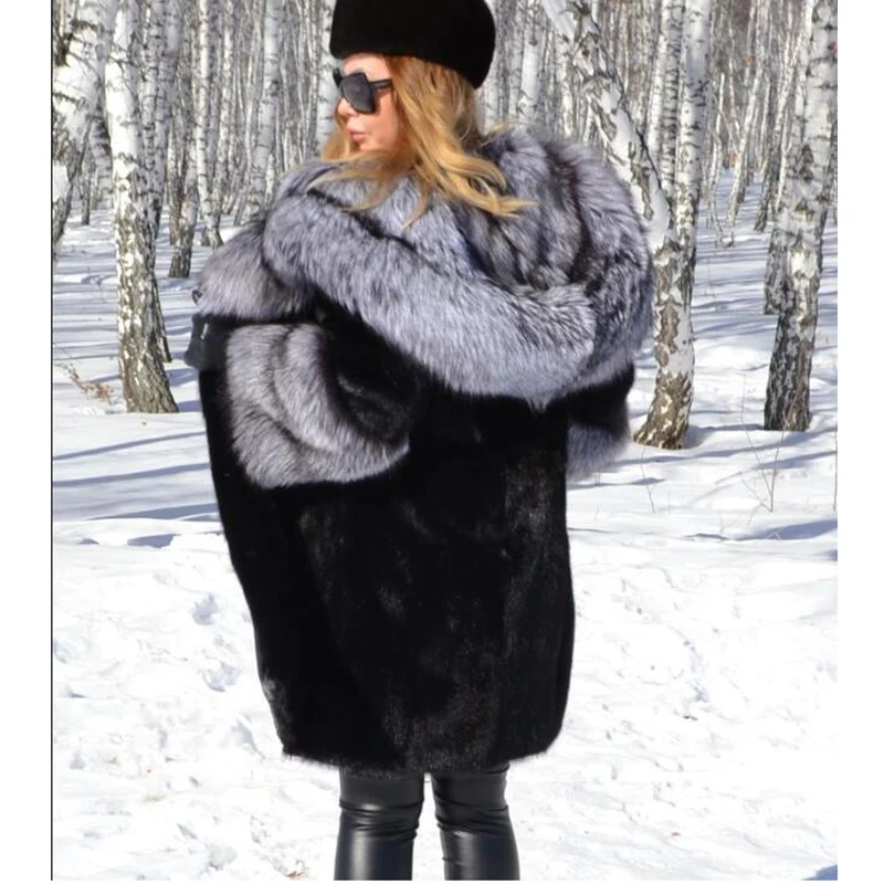 Tatyana Furclub, новинка, парки из натурального меха для женщин, зимняя куртка с воротником из меха серебристой лисы, шубы из натурального меха норки, Толстая теплая верхняя одежда