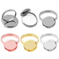 10pcs stainless steel jewelry fashionable mens women cabochon ring blank base 8 10 12 14 16 18 20mm jewelry making accessories