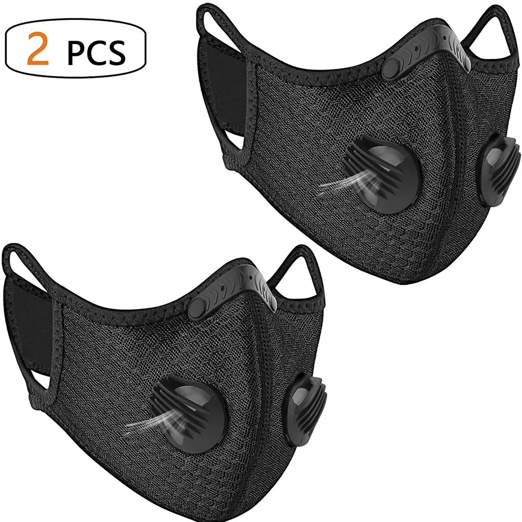 

2pcs Unisex Mouth Face Masks Black Mask For Face Mask Reusable Washable With Filter Halloween Cosplay Masque Noir Navidad
