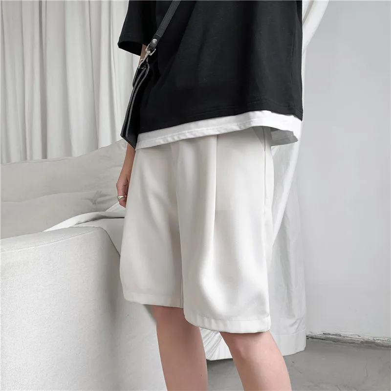 Men Casual Trousers Shorts Solid Chic All-match Summer Thin Baggy Straight Ins  for Male Harajuku Simple Popular Men Clothing