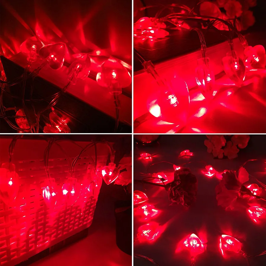 

10/20/30/40leds Love Heart Wedding led String Fairy Light Room Garden Christmas Party New year Decoration lights Holiday Garland