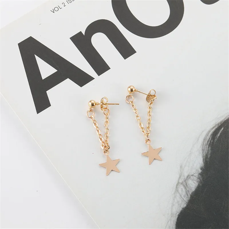 Серьги-цепочки со звездами ювелирные изделия с кисточками для девушек простые