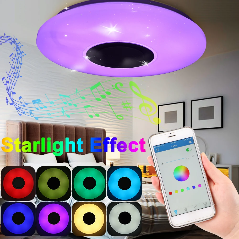 Музыкальный светодиодный потолочный светильник Звездный RGB с утапливаемым