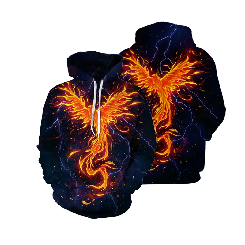 

2021 Fashionable Men's Hoodie Ice Dragon Fire Phoenix 3D Printed Hoodie Harajuku Streetwear Unisex Casual Multi-Size Sportswear