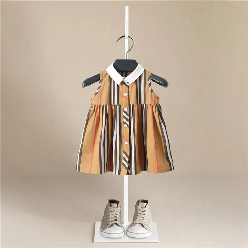 Летняя детская одежда комплекты платьев для девочек детские платья в полоску