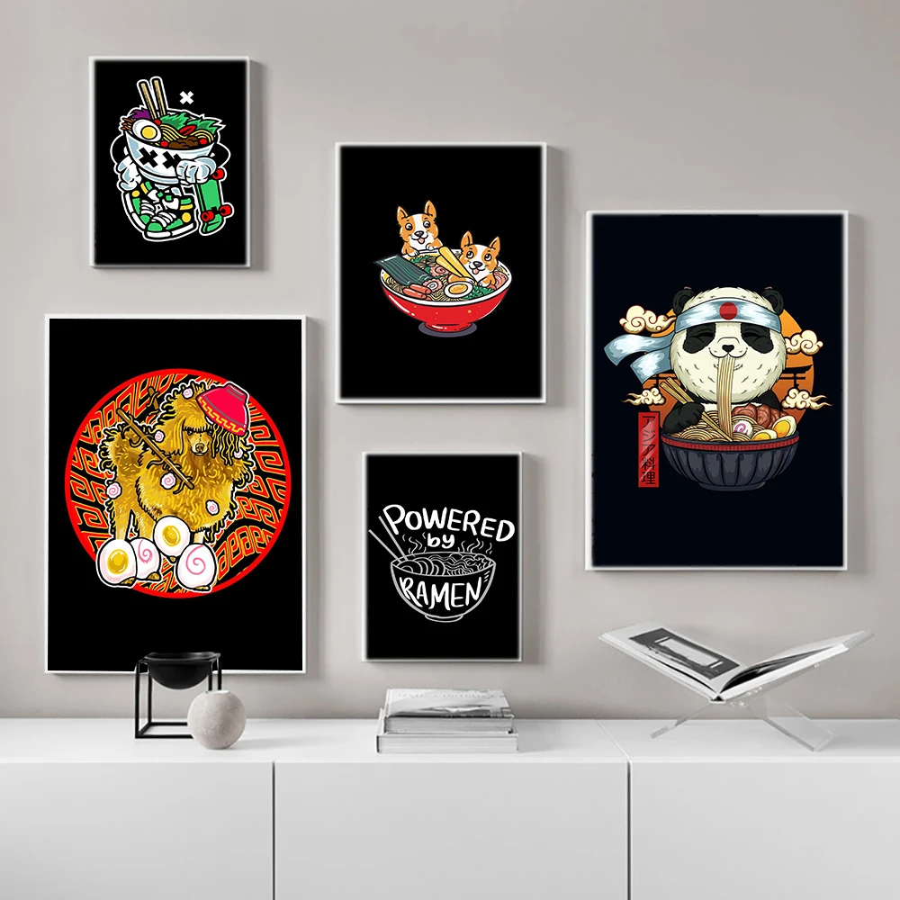 

Home Decor Japanese Cuisine Canvas Paintings Cute Panda Pictures Food Wall Art Animal HD Printed Modular Poster For Living Room