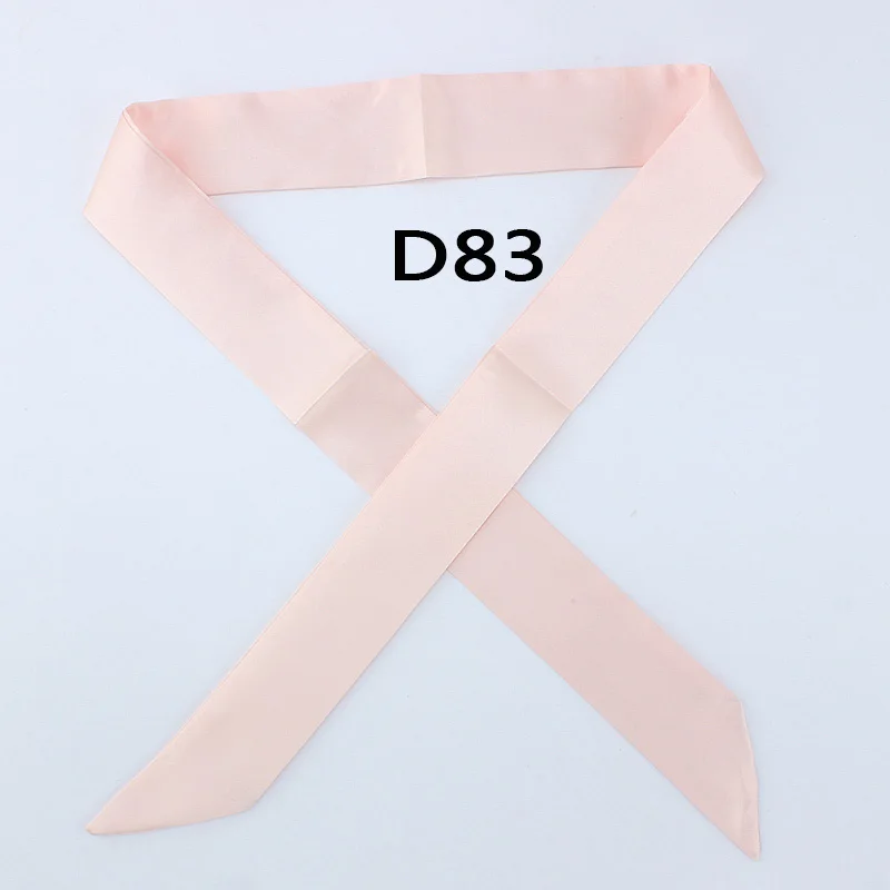 D83 Горячая Мода саржевый эмуляционный Шелковый однотонный шарф для женщин маленький шарф лента Сумочка волосы длинная шаль Бандана роскошный головной шарф - Цвет: D83