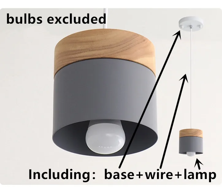 Современная светодиодная Подвесная лампа из железа и дерева цилиндрический