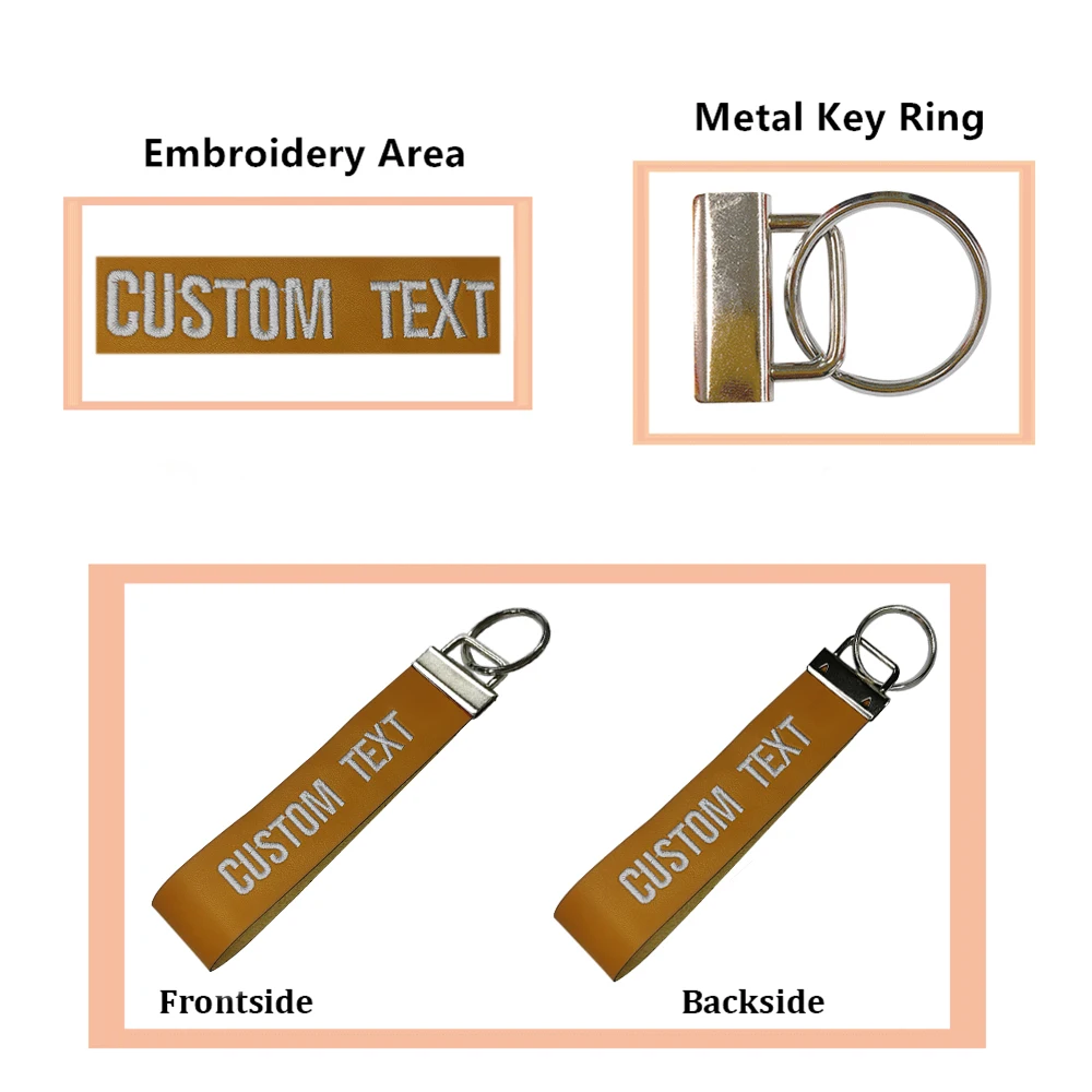 Сделай Сам пользовательская Вышивка PU Кожаный ремешок брелки для женщин сумка