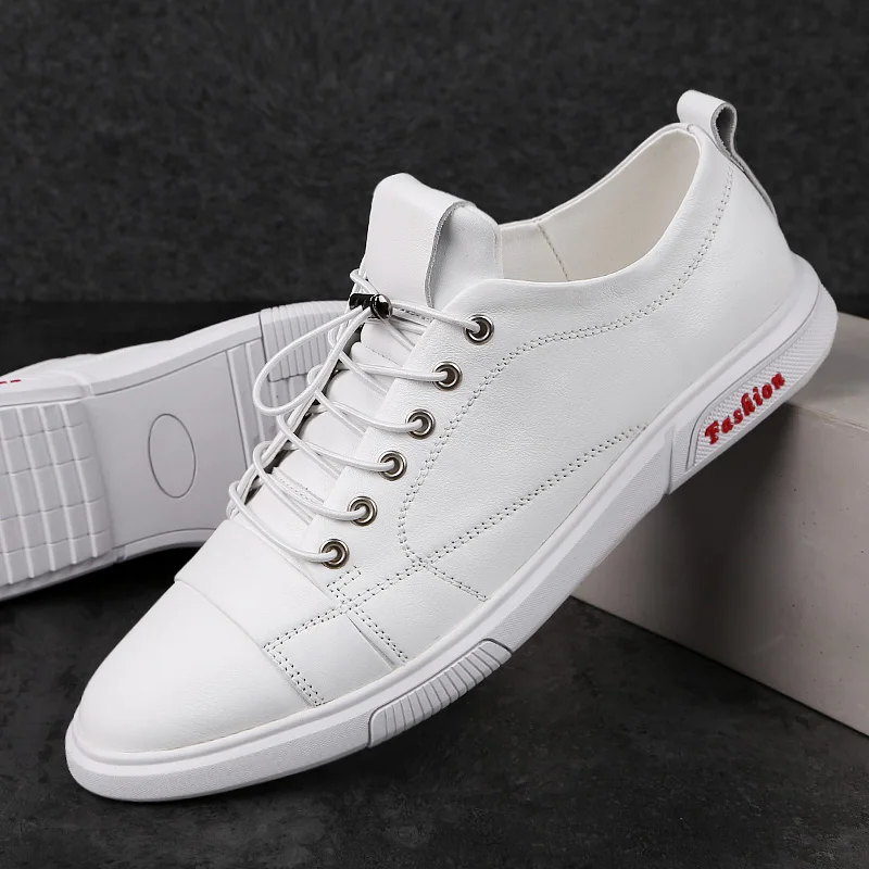 

Men's Casual Shoes Genuine Leather Fashion Comfortable All-Match Little White Shoes Trend Breathable Soft Skateboard Shoes