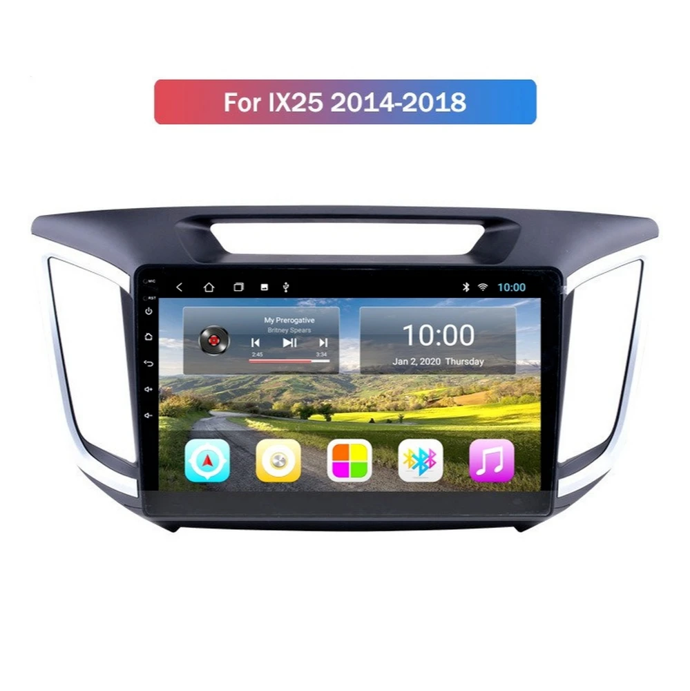 

Android 10.0 System Quard Core 2G+32G WIFI HD 1024*600 Car GPS Nagavition For HYUNDAI IX25/CRETA 2014-2018 Car Radio Stereo