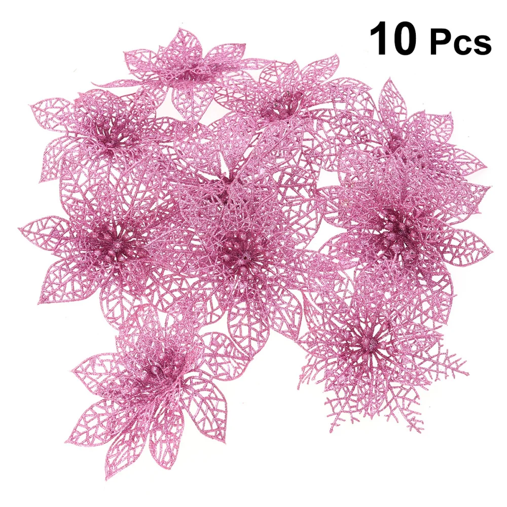 

10pcs Simulated Christmas Artificial Flowers Plastic Decorative Flowers for Christmas Tree )