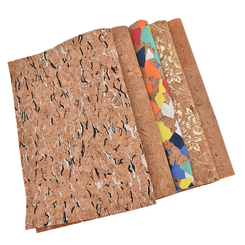 Разноцветные цветы натуральная мягкая пробковая ткань А4 в стиле пэчворк для