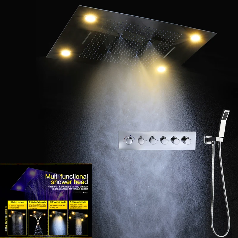 Роскошные Смесители для душа от дождя большие светодиоды потолка в душе