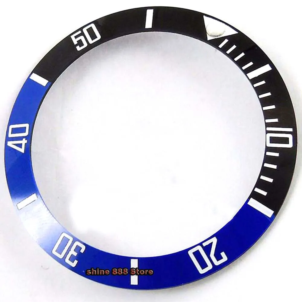 

38mm ceramic bezel insert Black blue with white marks luminous dot fit 40mm watch case SUB Automatic watch men's watch