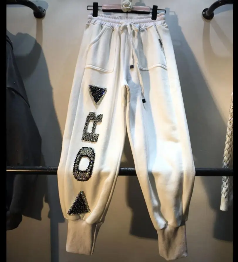 Новинка сезон осень зима тяжелая промышленность алмазные бусинки Высокая талия