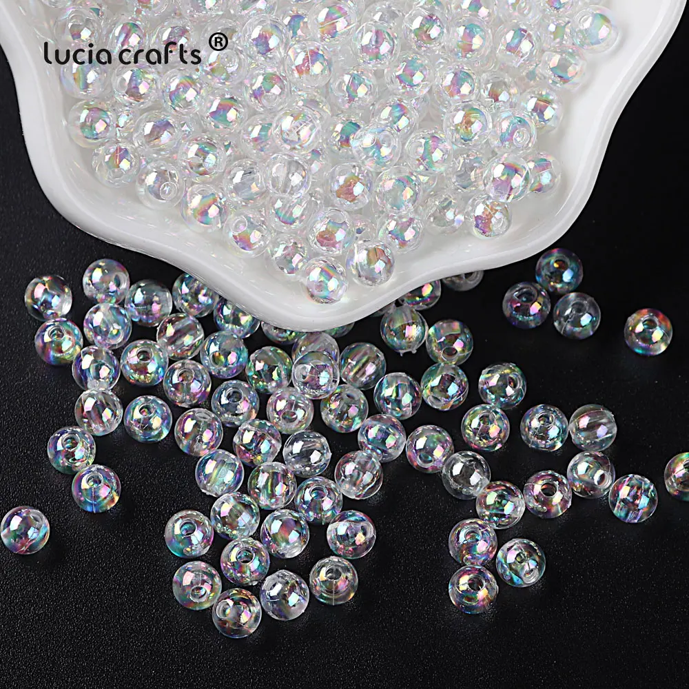 

4-12mm AB Color Transparent Imitation Pearl Bead ABS Clear Loose Round Spacer Bead DIY Bracelet Material Jewelry Making E1222