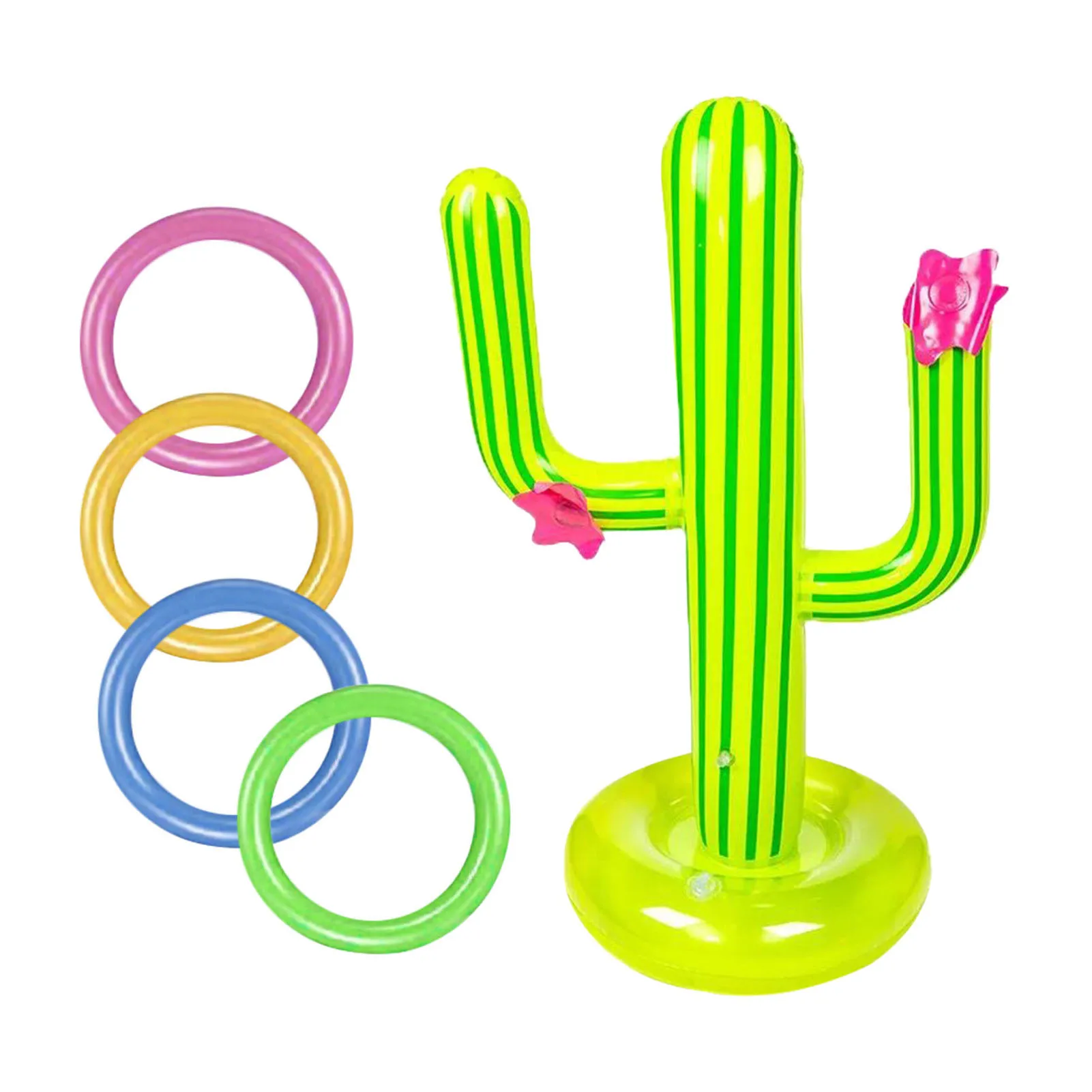 

Outdoor Swimming Pool PVC Iatable Cactus Ring Toss Game Set Floating Pool Toys Beach Party Supplies Party Ice Bar Travel Game