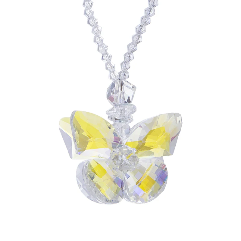 

H & D, ручная работа, двухстороннее стекло с кристаллом-бабочкой, Ловца солнца, шарма для автомобиля с шаровой цепочкой для зеркала заднего ви...