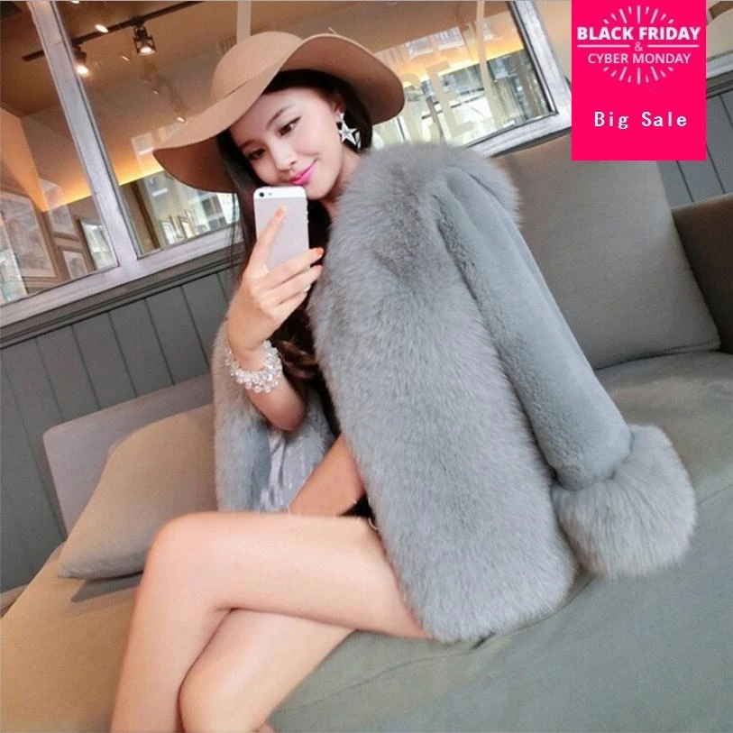 

Fashion Brand Fur Coat Winter Women Faux Fox Fur Coat Luxury Fake Fur Jacket High-end Faux Fur Coat outwear L1347 free shipping