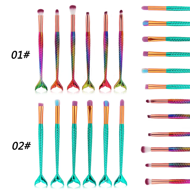 Набор кистей для макияжа русалка 6 шт.|Аппликатор теней век| |