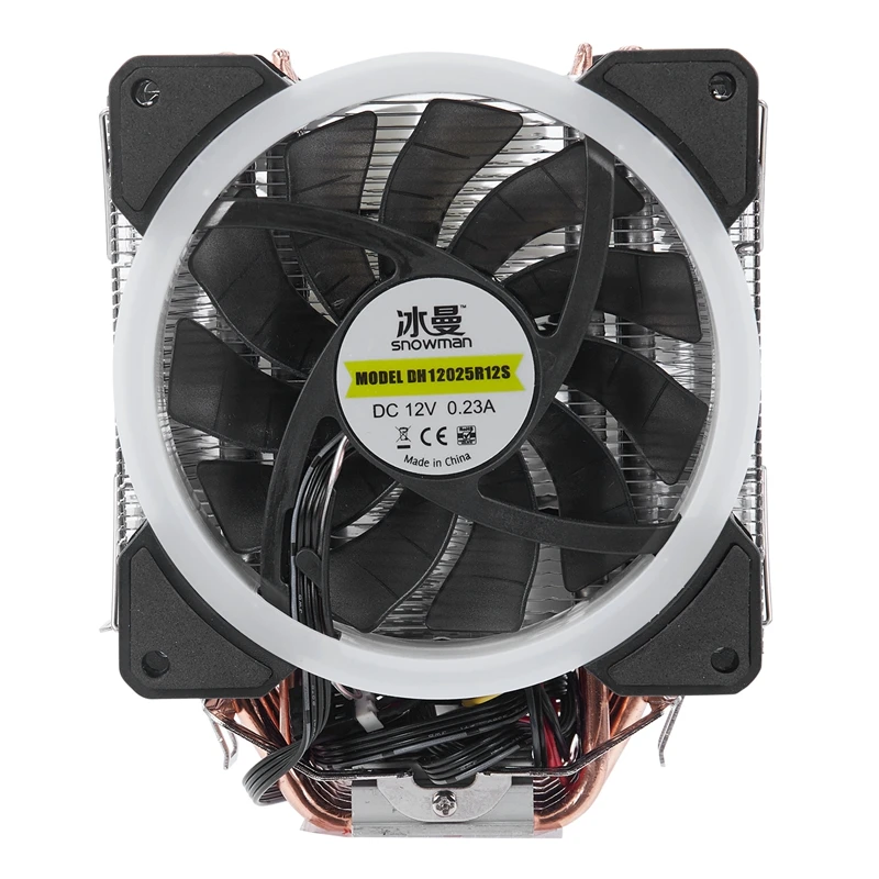 Снеговик 4PIN кулер для процессора 6 тепловых труб RGB светодиодный вентилятор с