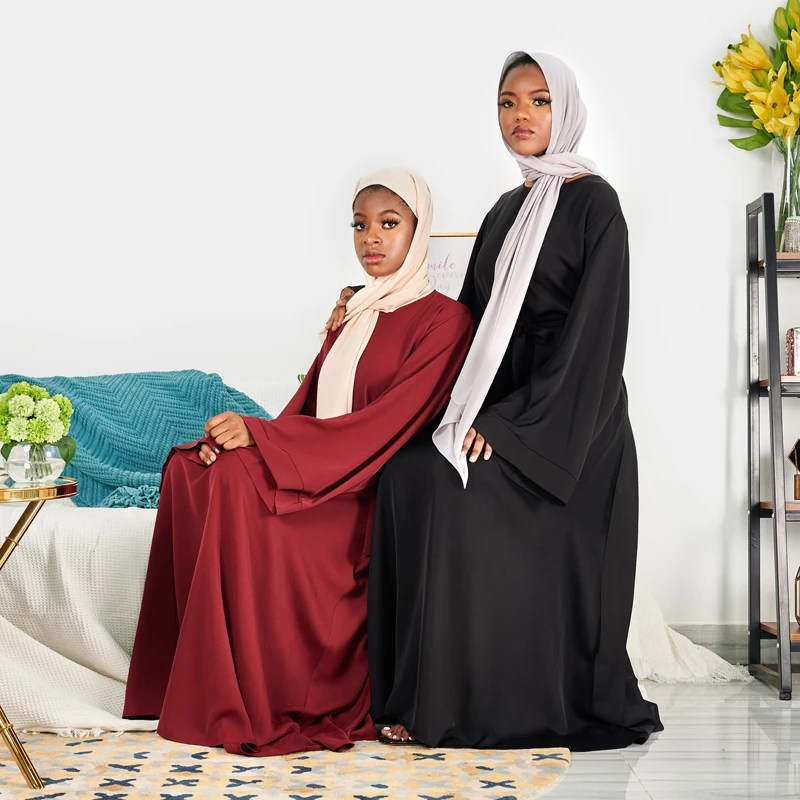 Abayas для женщин мусульманское длинное платье модное с длинным рукавом мусульманский кафтан Марокканская простая скромная одежда Vestidos Robe De ...