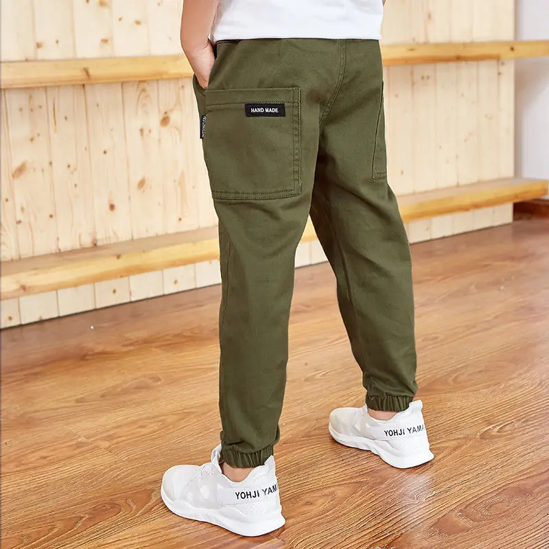 Kids Sports Pants Cotton Boys Pants Spring Teenage Kids Trousers For Boys Clothes Elastic Waist Long Pants 4 6 8 10 12 14 Years