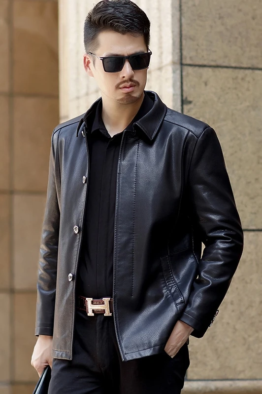 Верхняя одежда натуральная кожа мужские кожаные куртки Стиль для среднего