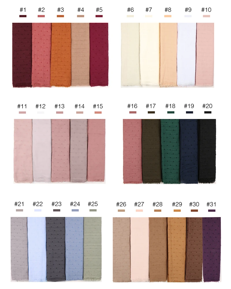 Хлопок хиджаб шарф плотная шали с кисточками Pom точка мусульманское однотонное