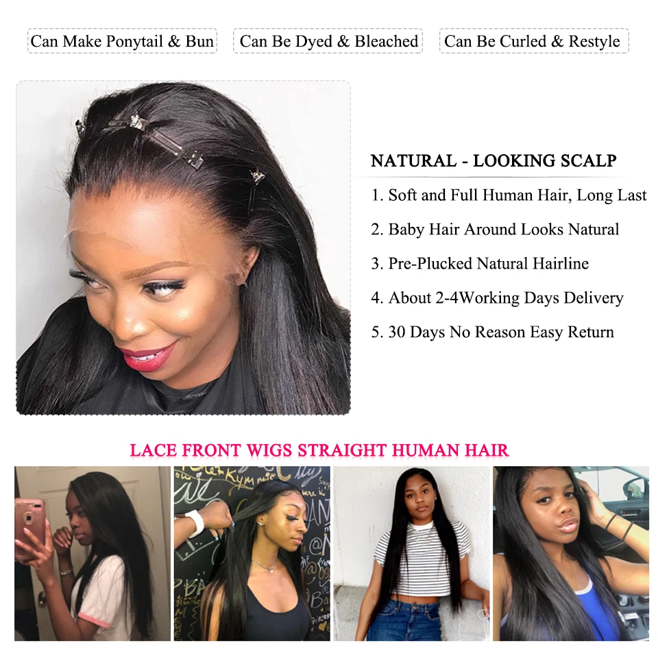 Cabelo do Virgin do Cabelo do Bebê do Virgin do Laço da Parte Perucas do Cabelo Humano da Parte Dianteira do Laço Parte Dianteira Perucas Retas Pre Arrancadas da 7 Cheap Apliques com cabelo humano