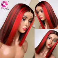 Ombre Red Bob Lace Front Wig Straight Colored Short Lace Front Human Hair Wigs For Women Highlight Wig Human Hair Closure Wigs