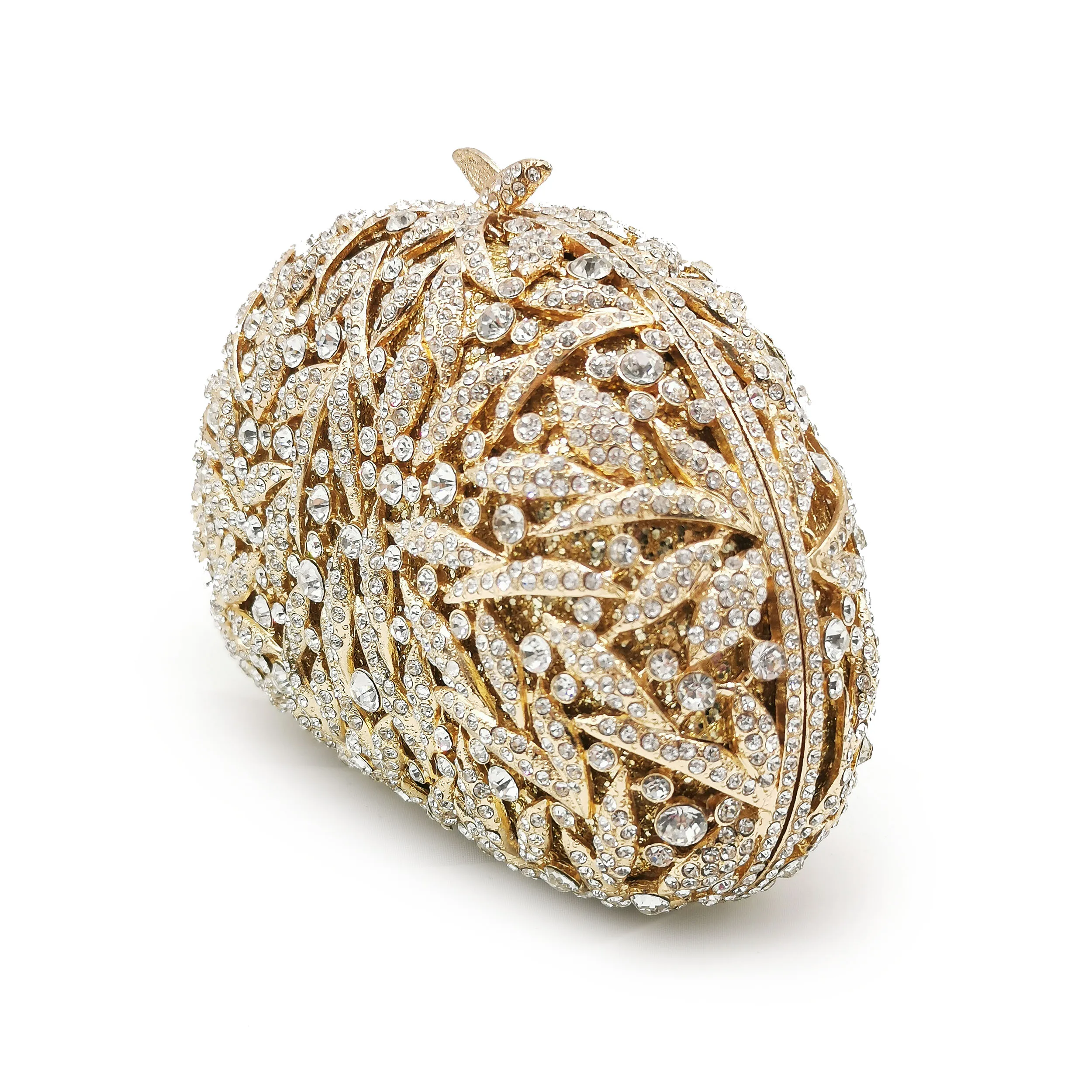 

Fashion Floral Womens White Crystal Rhinestone Clutch Bag Purple Evening Clutch Purse Diamond Gold Metal Shoulder Bags Handbags