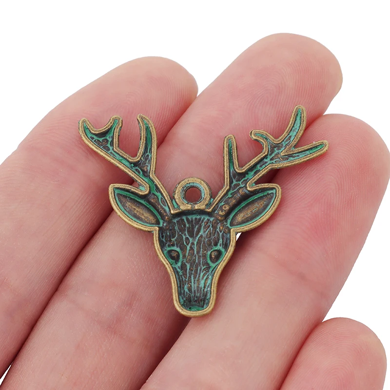 20 x зеленый ярь Медянка патина Олень Подвески Кулоны из нержавеющей стали для