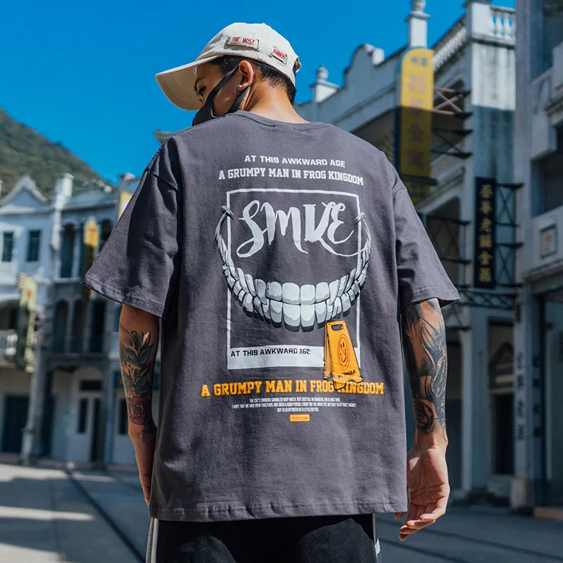 

2021 Mens T Shirts Funny Graffiti Style White Tee New Fashion Oversized T Shirt Casual Cotton Material O-Neck Loose Short Sleeve