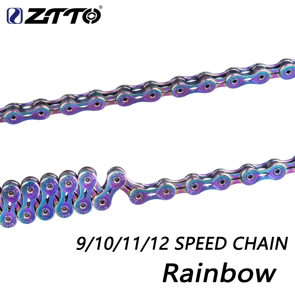 Велосипедная цепочка ZTTO Ультралегкая прочная с цветными цепями 9/10/11/12