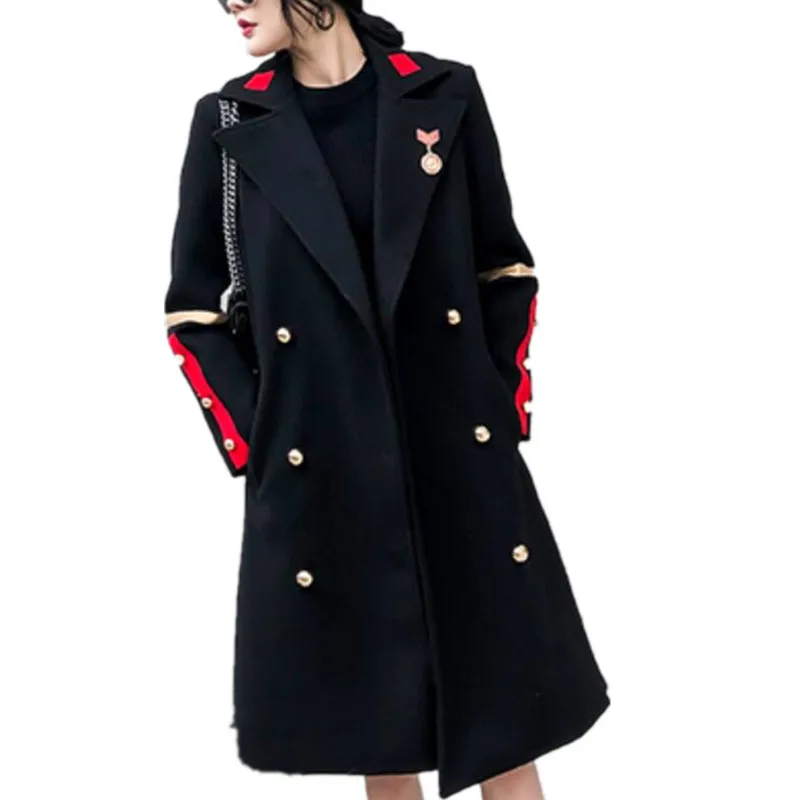 2020 зимнее двубортное шерстяное пальто в стиле милитари женское модное