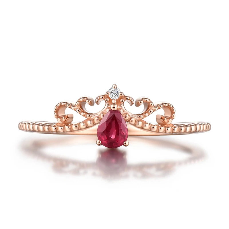 ENZO Natural ruby 18K Pure Gold 2020 New Hot Selling Top Ring Women Heart Shape For Ladies Woman Genuine Jewelry | Украшения и